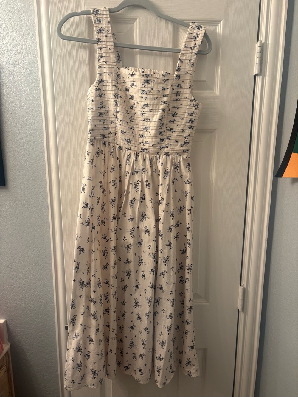 Nordstrom Cream Sundress with Blue Floral Print